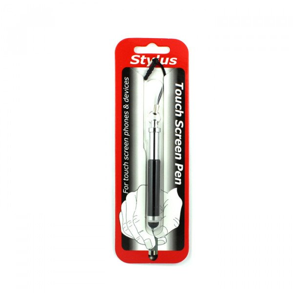 Wholesale Mini Shrinkable Stylus Touch Pen with Earphone Dust Cap (Black)